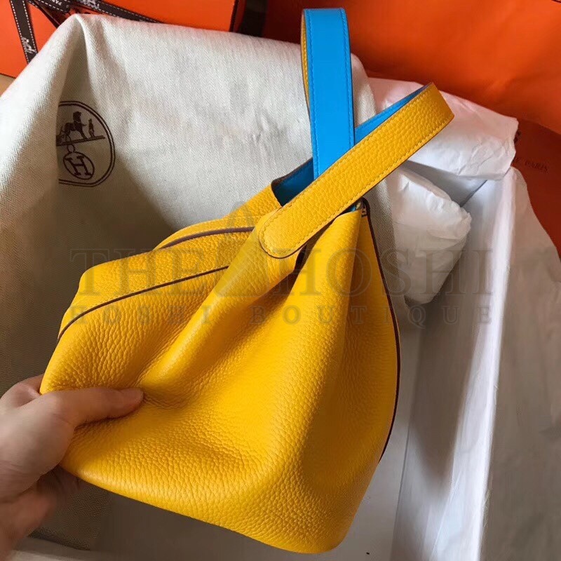 H**me5 Bicolor Picotin Lock MM 22cm Yellow Bag Master Quality