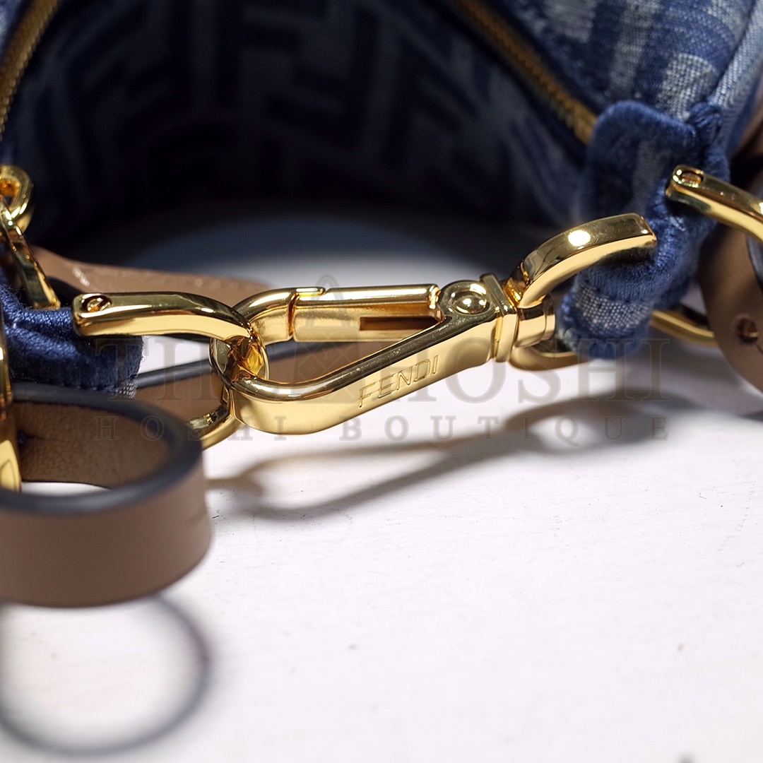 F**diGRAPHY light blue FF denim fabricmini bag Master Quality