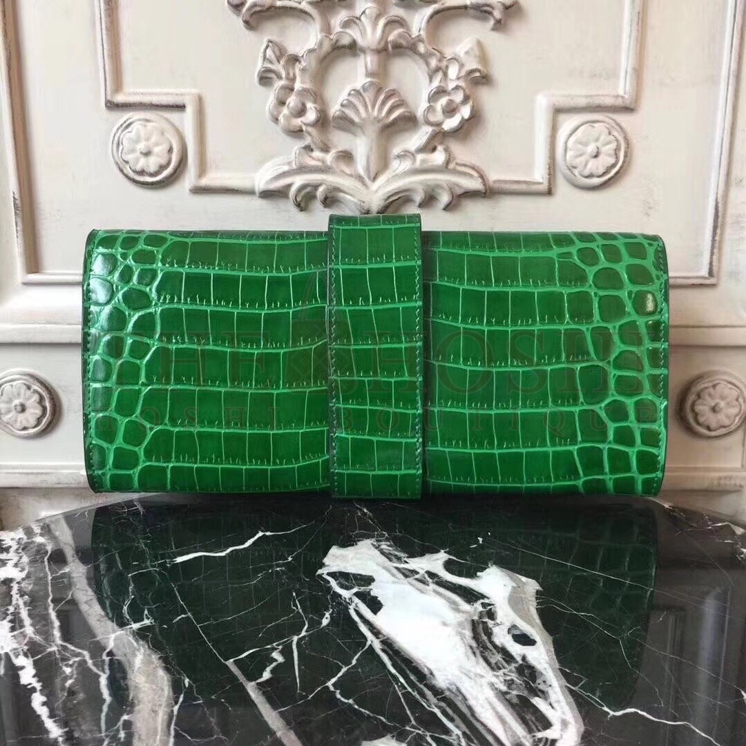H**me5 Medor Clutch Bag In Bamboo Crocodile Leather Master Quality