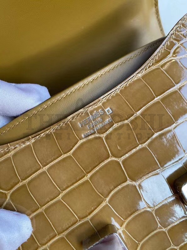 H**me5 Constance 24cm Bag In Light Brown Alligator Crocodile Skin Master Quality