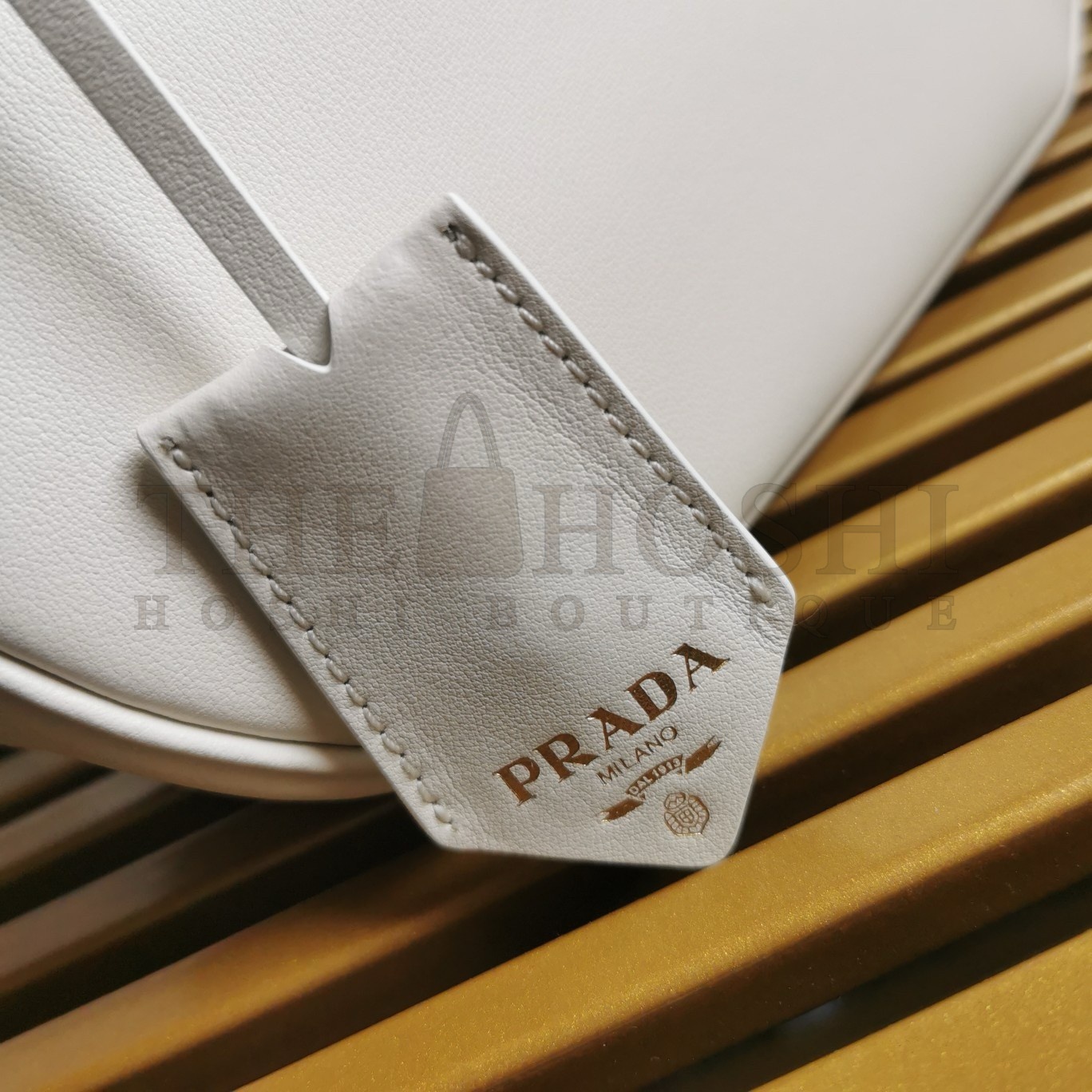 Pra*a Shoulder Bag with Double Zipper in White Calfskin Master Quality