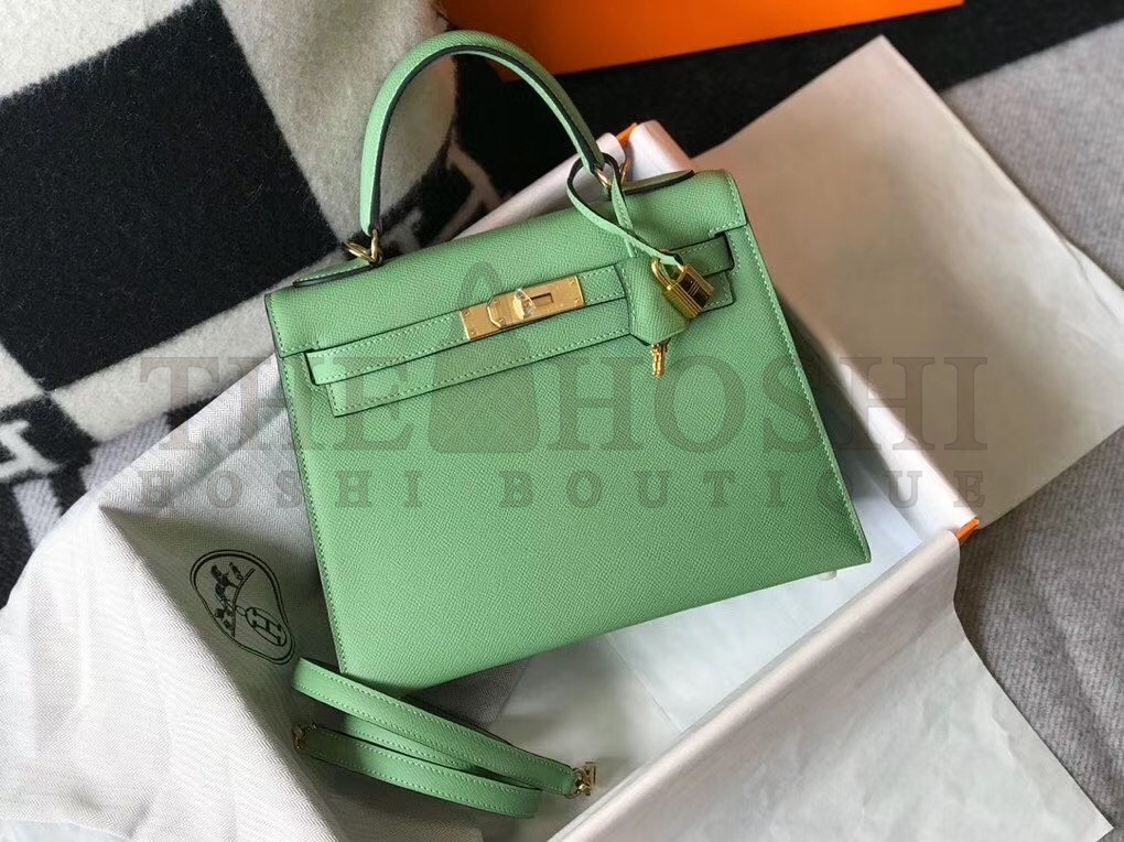 H**me5 Vert Criquet Epsom Kelly 25cm Sellier Bag GHW Master Quality
