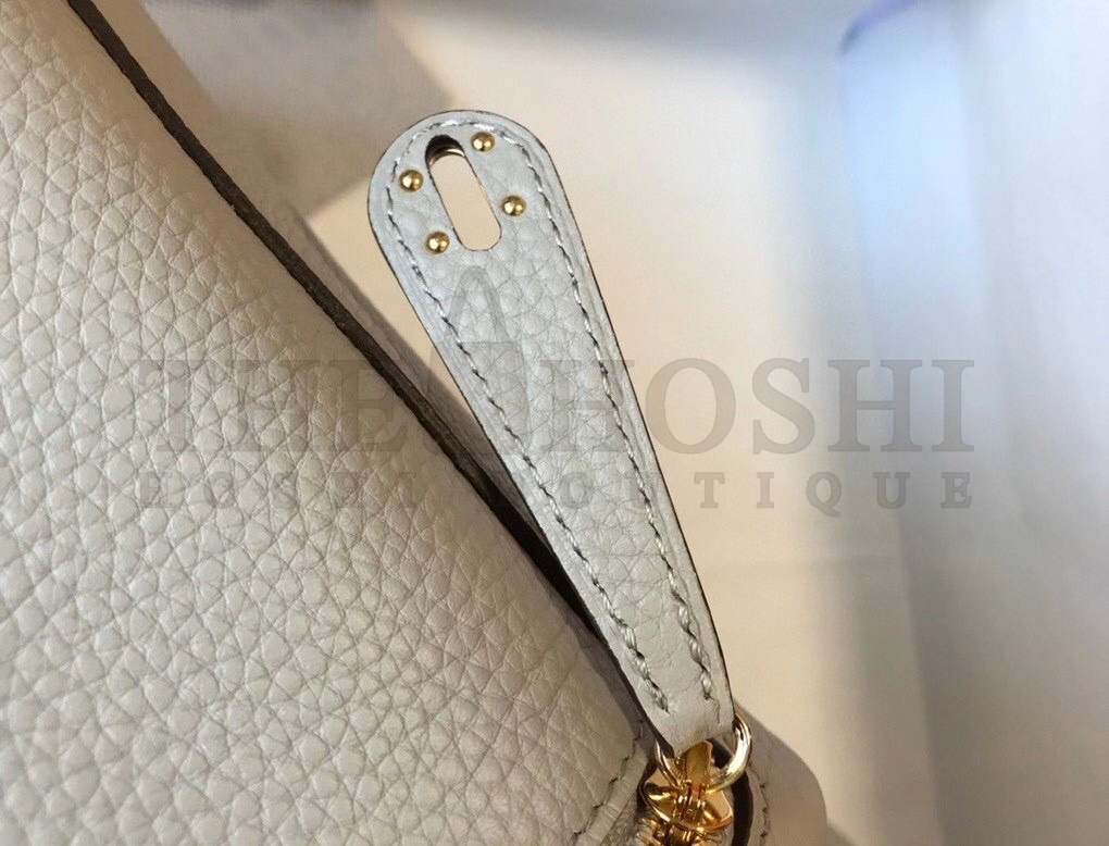H**me5 Mini Lindy Bag In Pearl Grey Clemence Leather Master Quality