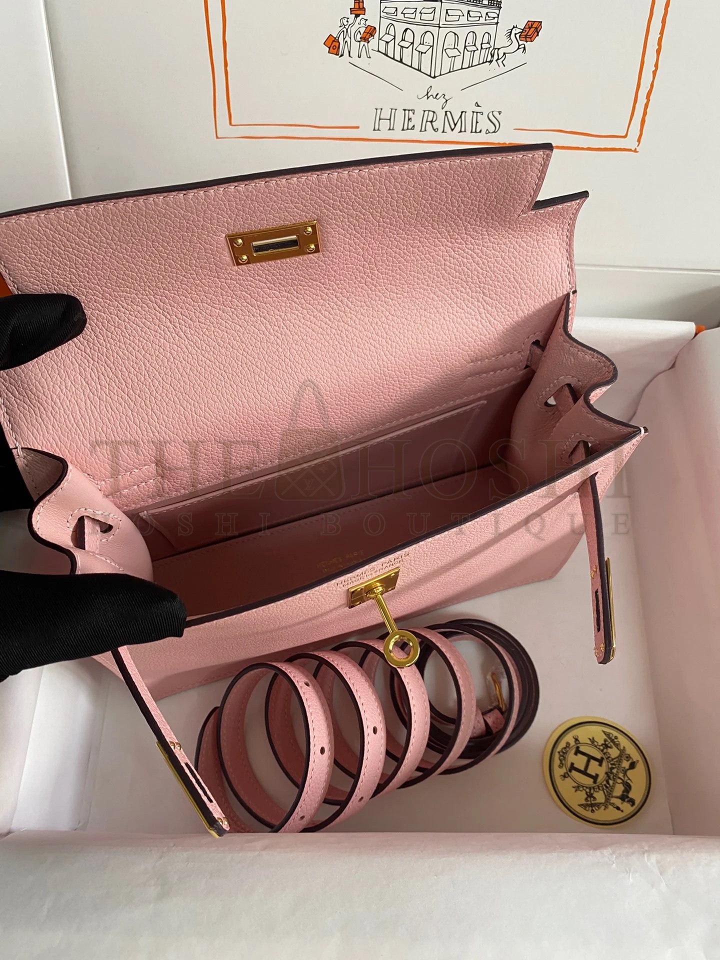 H**me5 Kelly Danse II Handmade Bag In Rose Sakura Evercolor Calfskin Master Quality