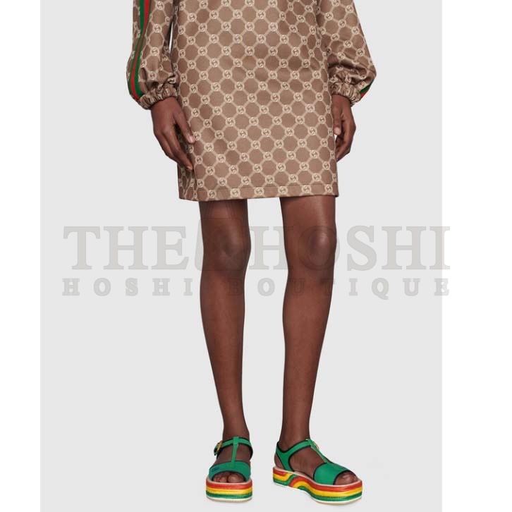 Gvc*1 Women G2 Platform Sandals Green Cotton Double G Embroidery 4 Cm Heel Master Quality