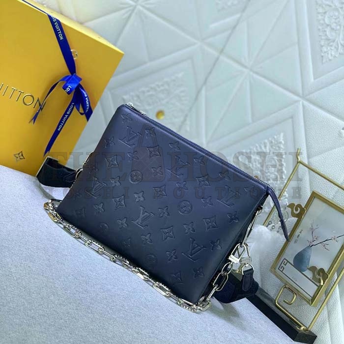 L0vis Vvtt0n LV Women Coussin PM Handbag Marine Blue Monogram Embossed Puffy Lambskin Calfskin Leather Master Quality