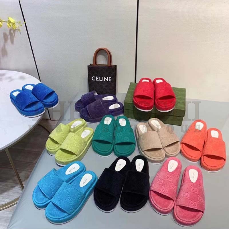 Gvc*1 Unisex G2 Platform Sandals Pink G2 Cotton Sponge Rubber Sole 3 Cm Heel Master Quality