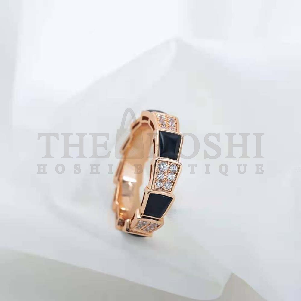 Bv1g*ai Women Serpenti Viper Band Ring in 18 KT Rose Gold-Black Master Quality