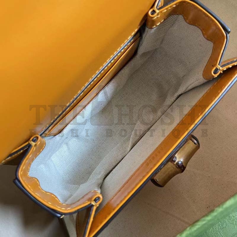 Gvc*1 Women Bamboo 1947 Mini Top Handle Bag Orange Leather Bamboo Hardware Master Quality