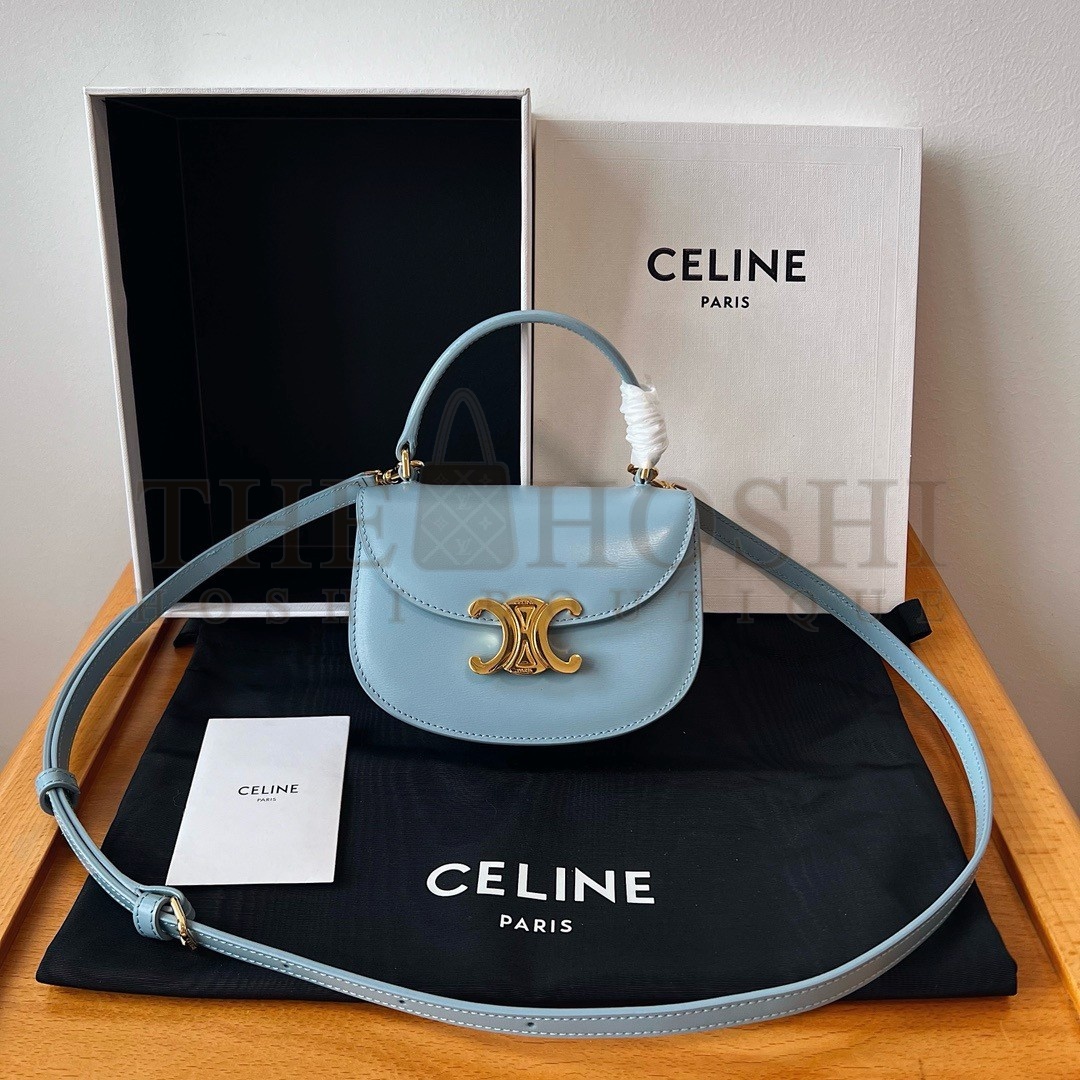 Ce1i*e Mini Besace Clea Bag in Pale Blue Calfskin Master Quality