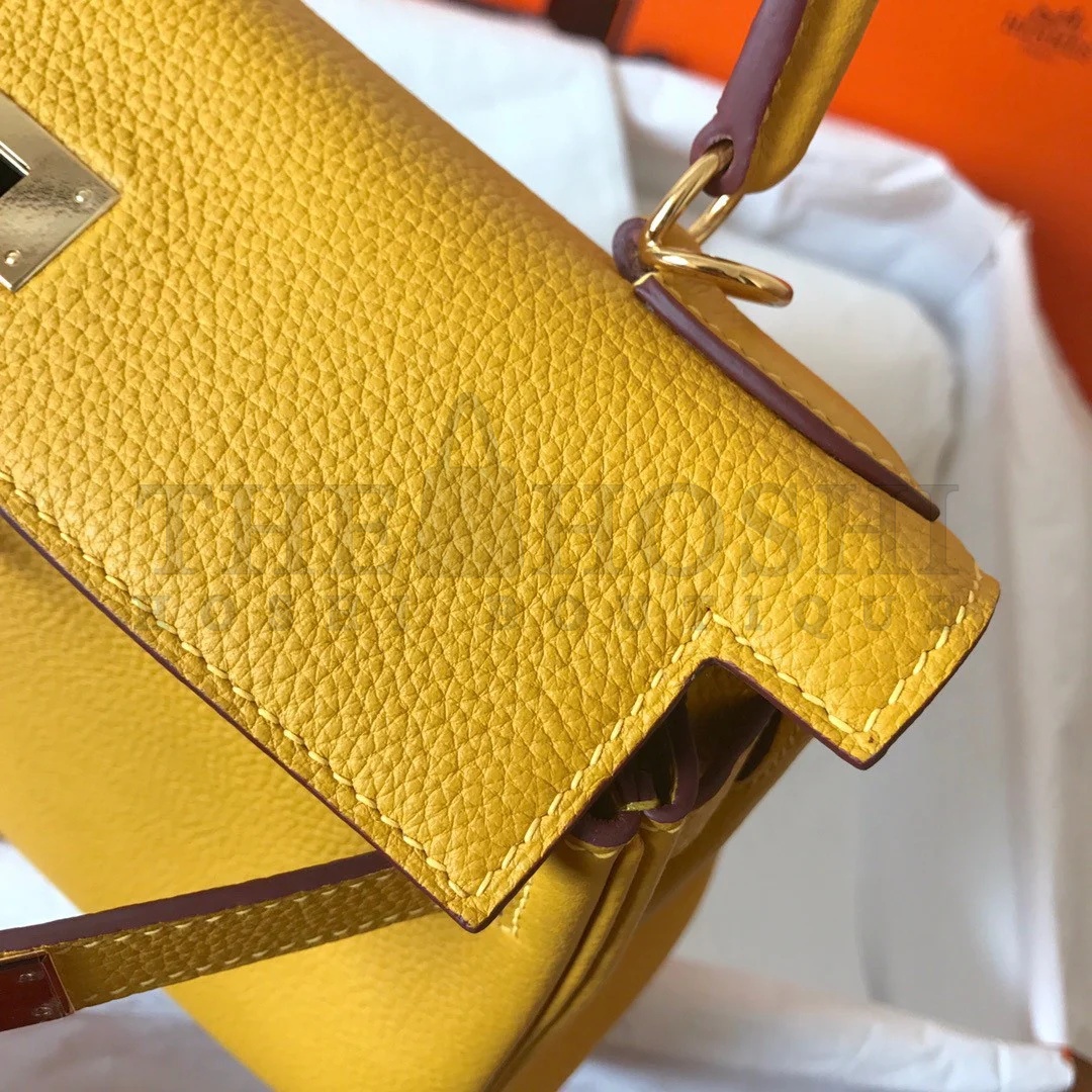H**me5 Kelly Retourne 28 Handmade Bag In Jaune Ambre Clemence Leather Master Quality