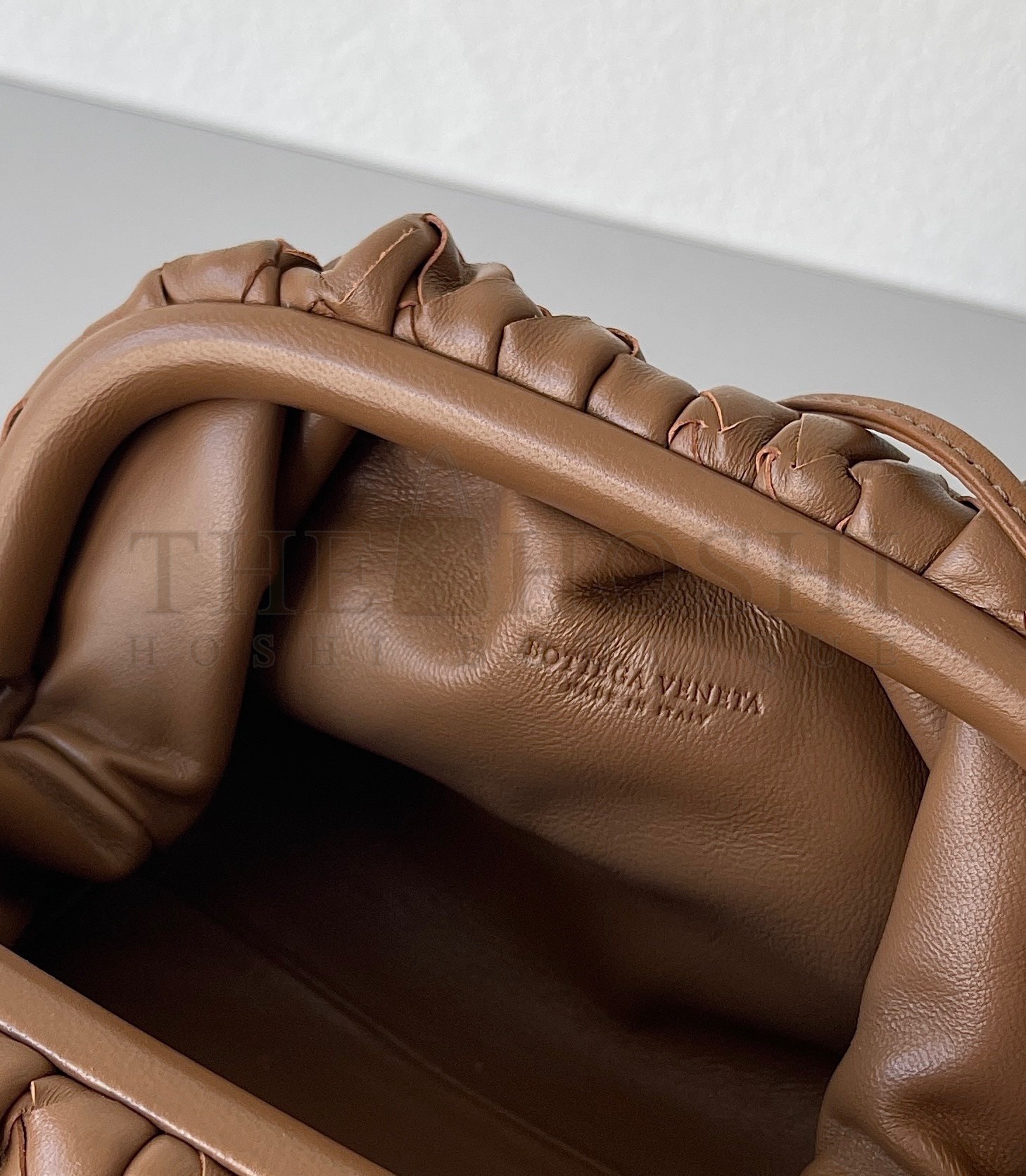 B0tt*ga Ven*ta Mini Pouch with Strap in Caramel Intrecciato Lambskin Master Quality