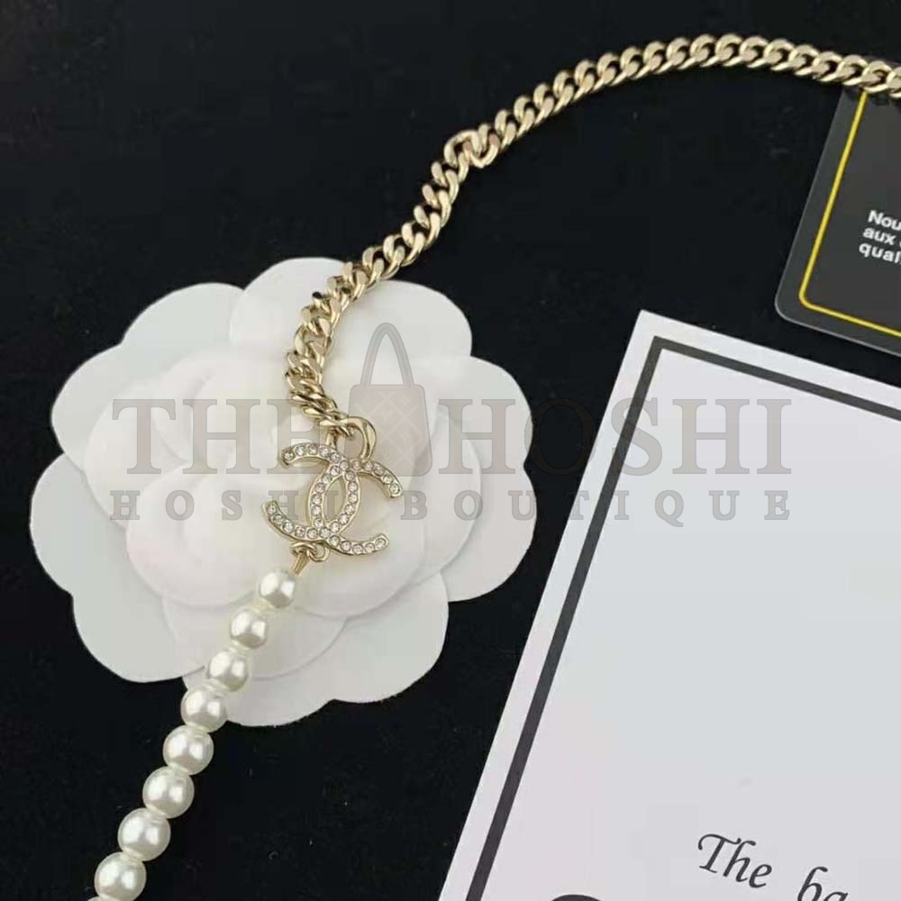 Ch**el Women Long Necklace in Metal Resin Glass Pearls and Strass Master Quality