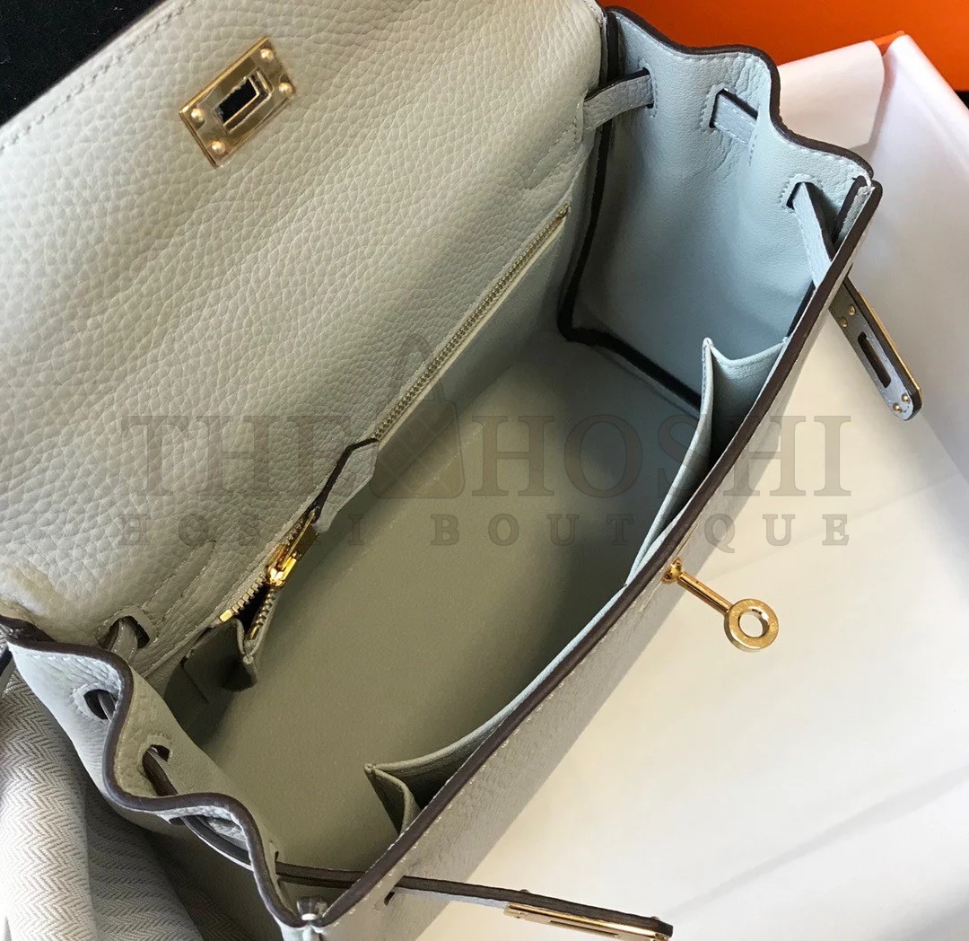 H**me5 Kelly 28cm Retourne Bag in Pearl Grey Clemence Leather GHW Master Quality