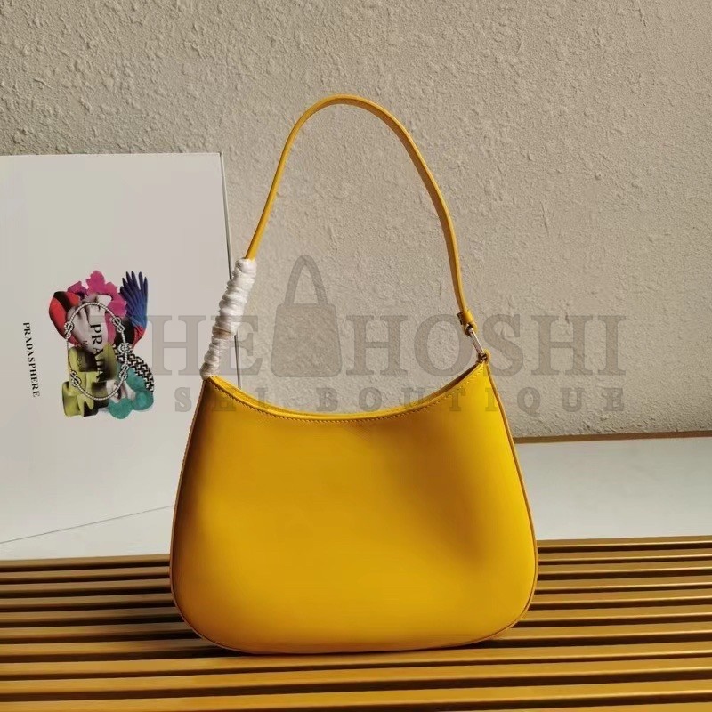 Pra*a Cleo Shoulder Small Bag In Yellow Brushed Leather Master Quality