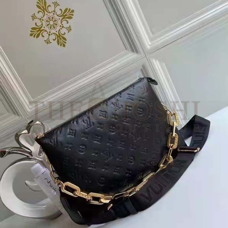 L0vis Vvtt0n LV Women Coussin PM Handbag Black Monogram Embossed Puffy Lambskin Master Quality