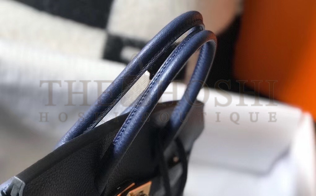 H**me5 Birkin 25cm Bag In Navy Blue Clemence Leather Master Quality