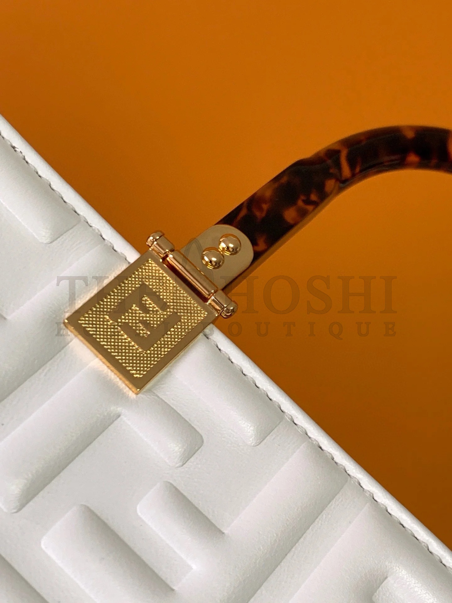 F**di Sunshine Medium Tote Bag In White FF Calfskin Master Quality