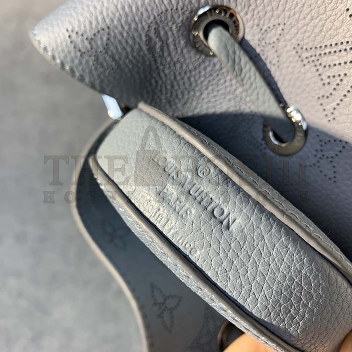 L0vis Vvtt0n LV Women Bella Bucket Bag Olympe Blue Perforated Mahina Calf Leather Master Quality