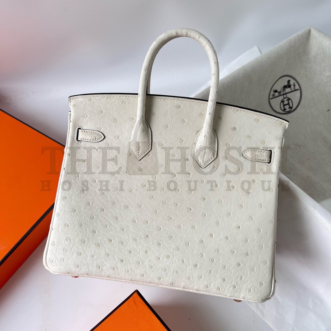 H**me5 Birkin 25 Retourne Handmade Bag In Beton Ostrich Leather Master Quality