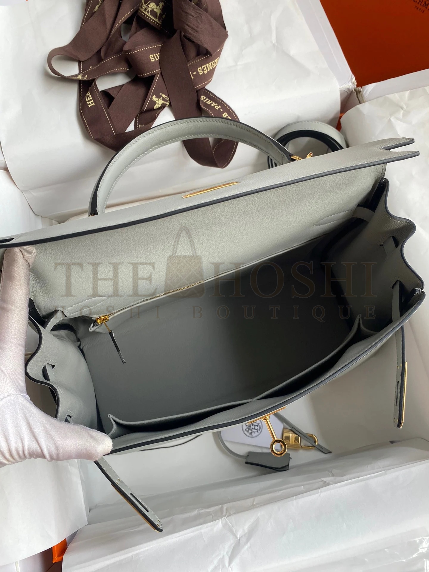 H**me5 Kelly Retourne 32cm Handmade Bag In Blue Glacier Swift Calfskin Master Quality