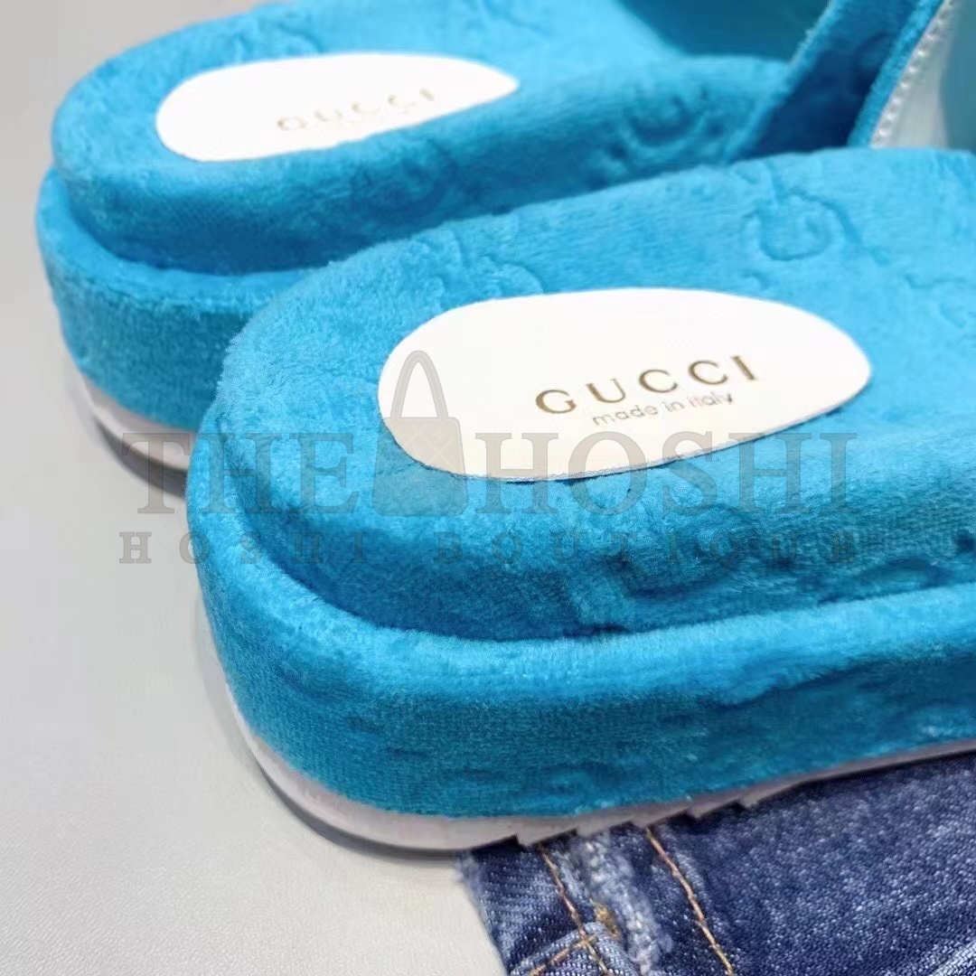 Gvc*1 Unisex G2 Platform Sandals Blue G2 Cotton Sponge Rubber Sole 3 Cm Heel Master Quality
