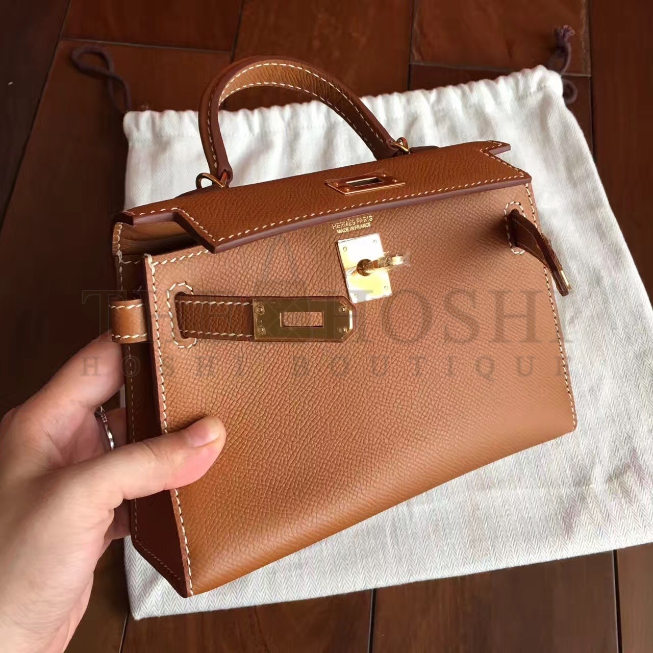 H**me5 Gold Epsom Kelly Mini II Handmade Bag Master Quality