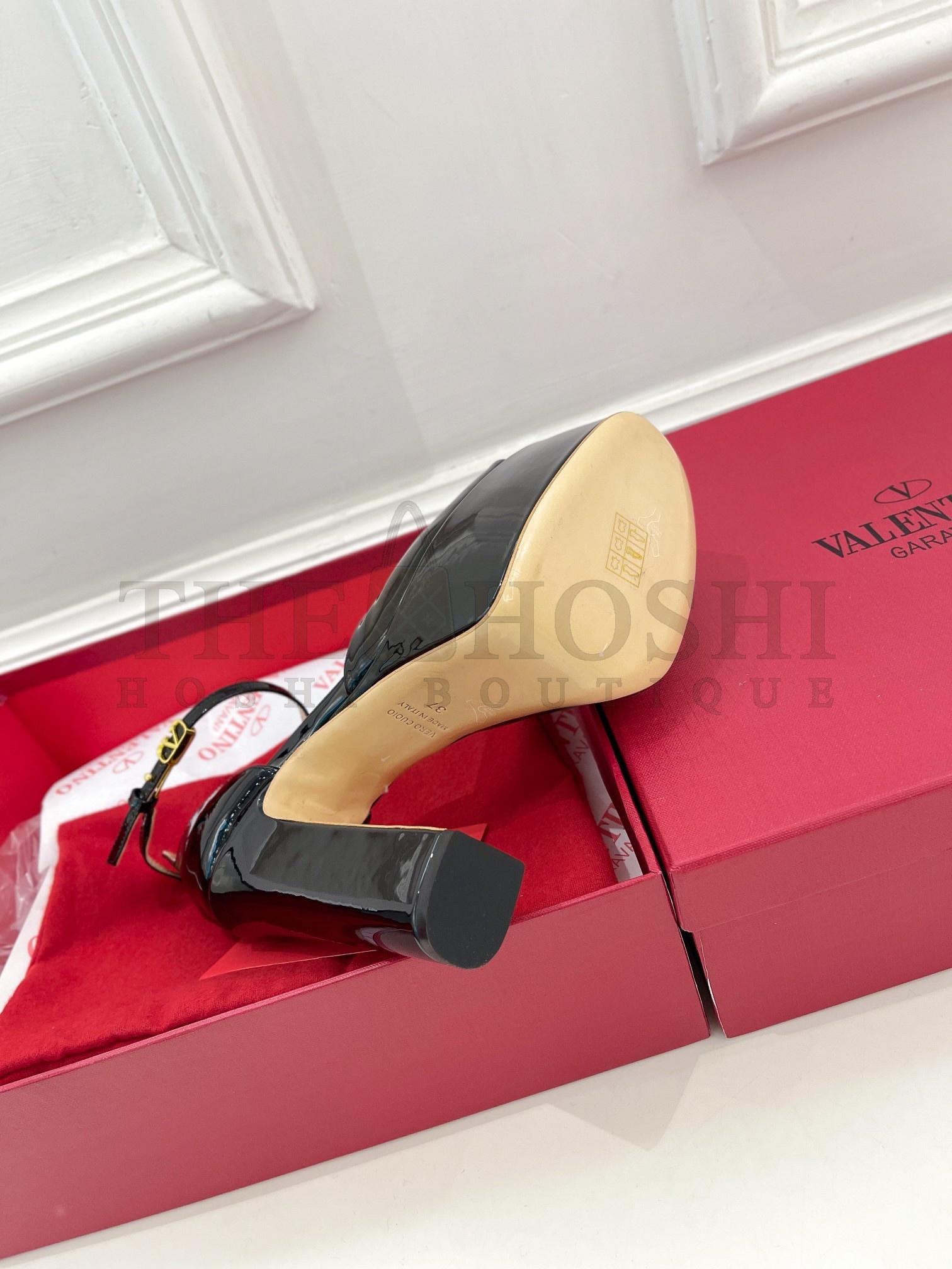 Va1e*ntin0 Tan-Go Platform Sandals 155mm In Black Patent Leather Master Quality