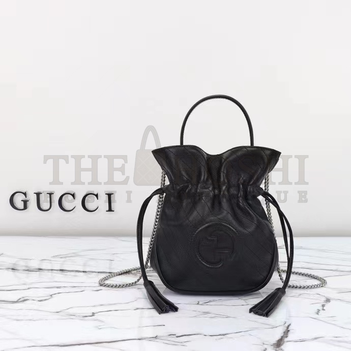 Gvc*1 Women GG Blondie Mini Bucket Bag Black Leather Round Interlocking G Master Quality