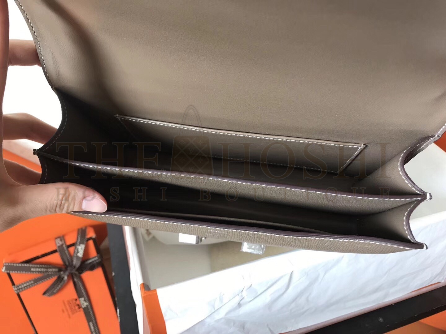 H**me5 Etoupe Epsom Constance Elan 25cm Bag Master Quality