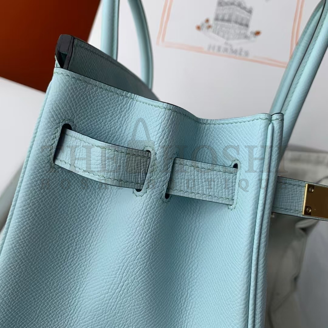 H**me5 Birkin 35 Retourne Handmade Bag In Blue Atoll Epsom Calfskin Master Quality