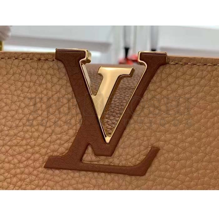 L0vis Vvtt0n LV Women Capucines MM Handbag Arizona Brown Cognac Taurillon Leather Master Quality