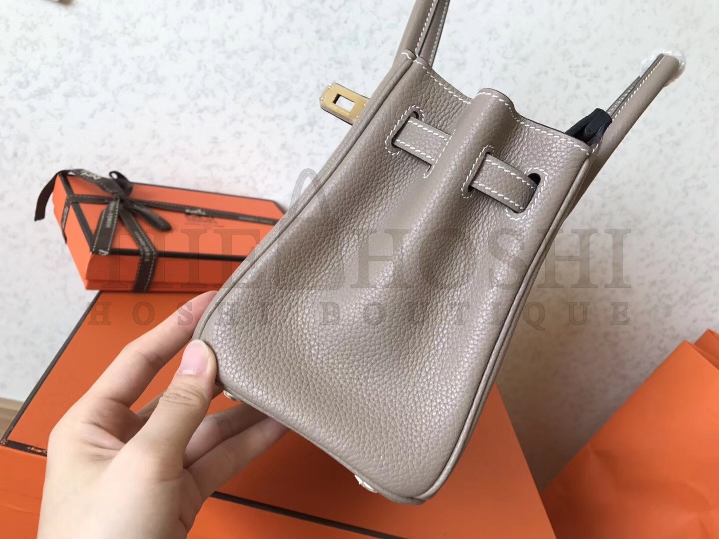 H**me5 Grey Birkin 25cm Clemence Handmade Bag Master Quality