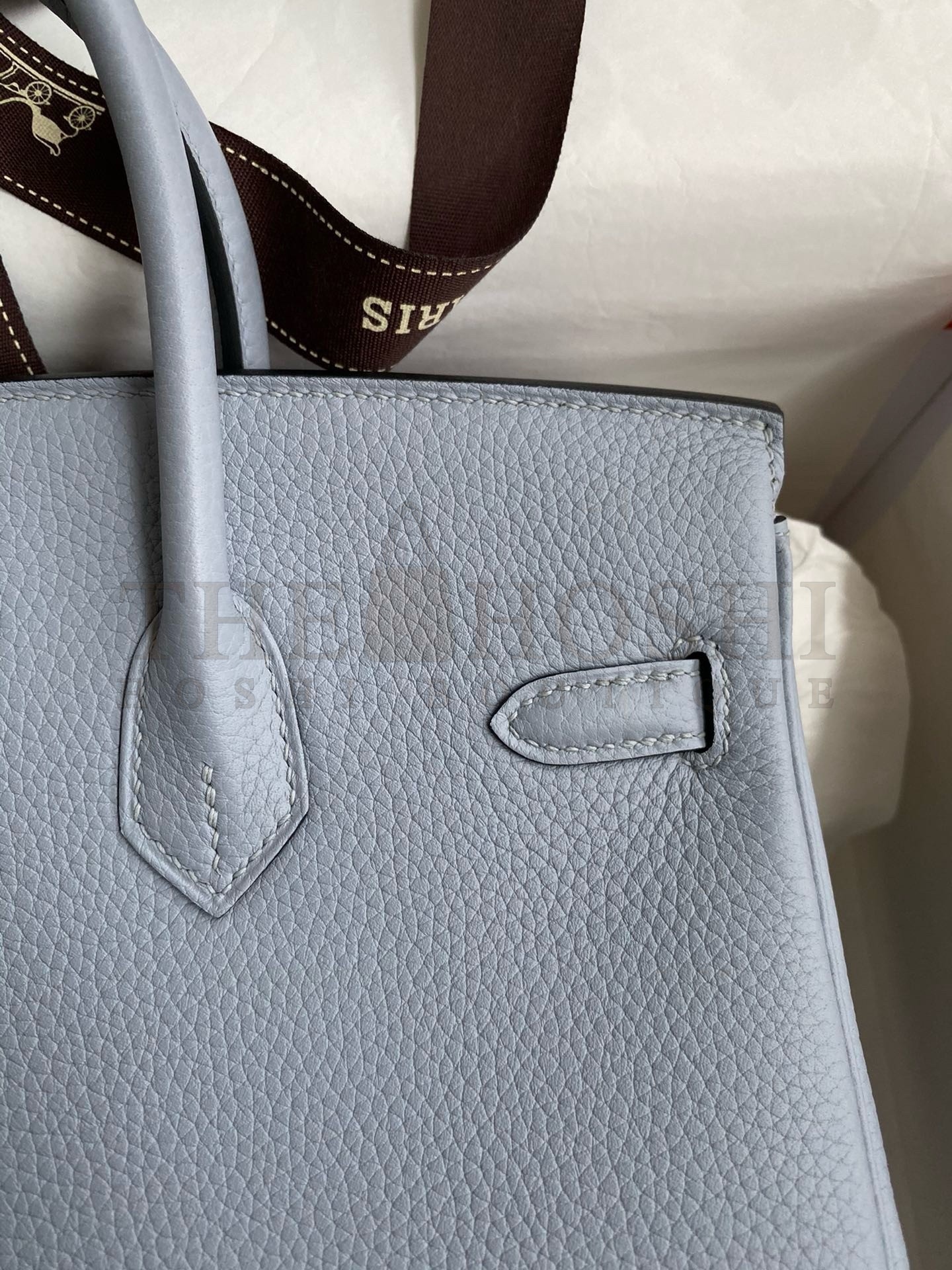 H**me5 Birkin 25 Retourne Handmade Bag In Blue Lin Clemence Leather Master Quality