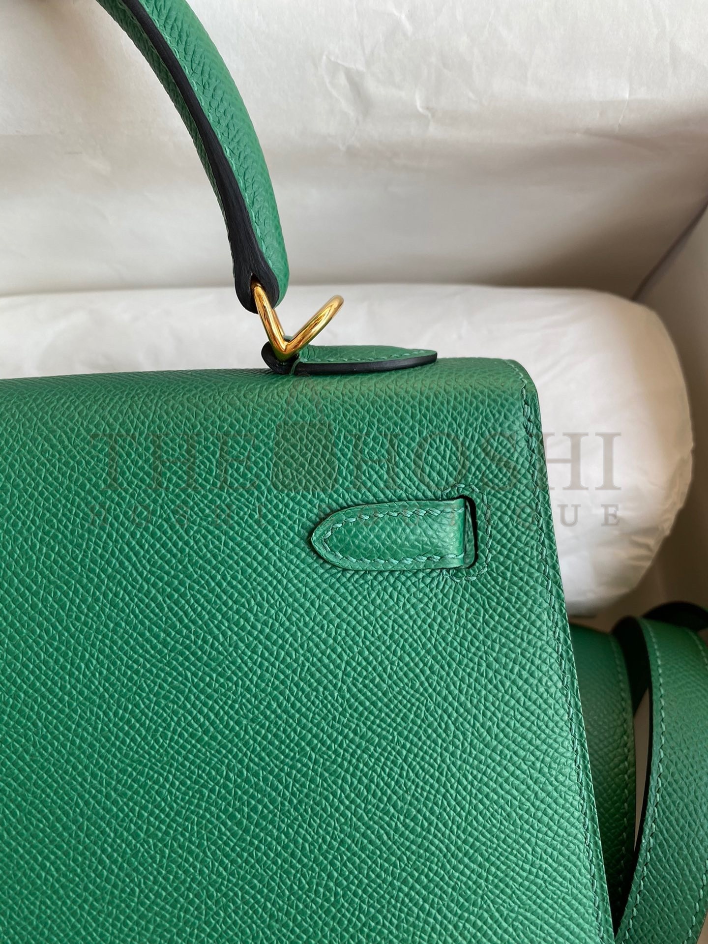 H**me5 Kelly Sellier 25 Handmade Bag In Vert Vertigo Epsom Calfskin Master Quality