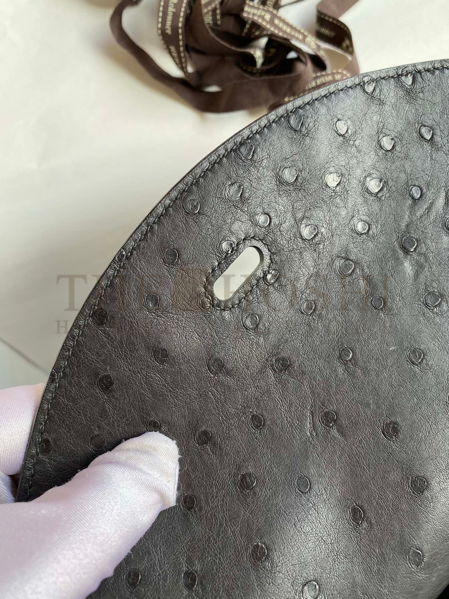 H**me5 Lindy 30 Handmade Bag In Black Ostrich Leather Master Quality