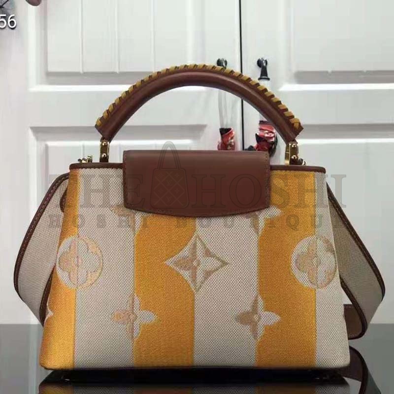 L0vis Vvtt0n LV Women Capucines BB Handbag Yellow Smooth Calfskin and Embroidered Canvas Master Quality