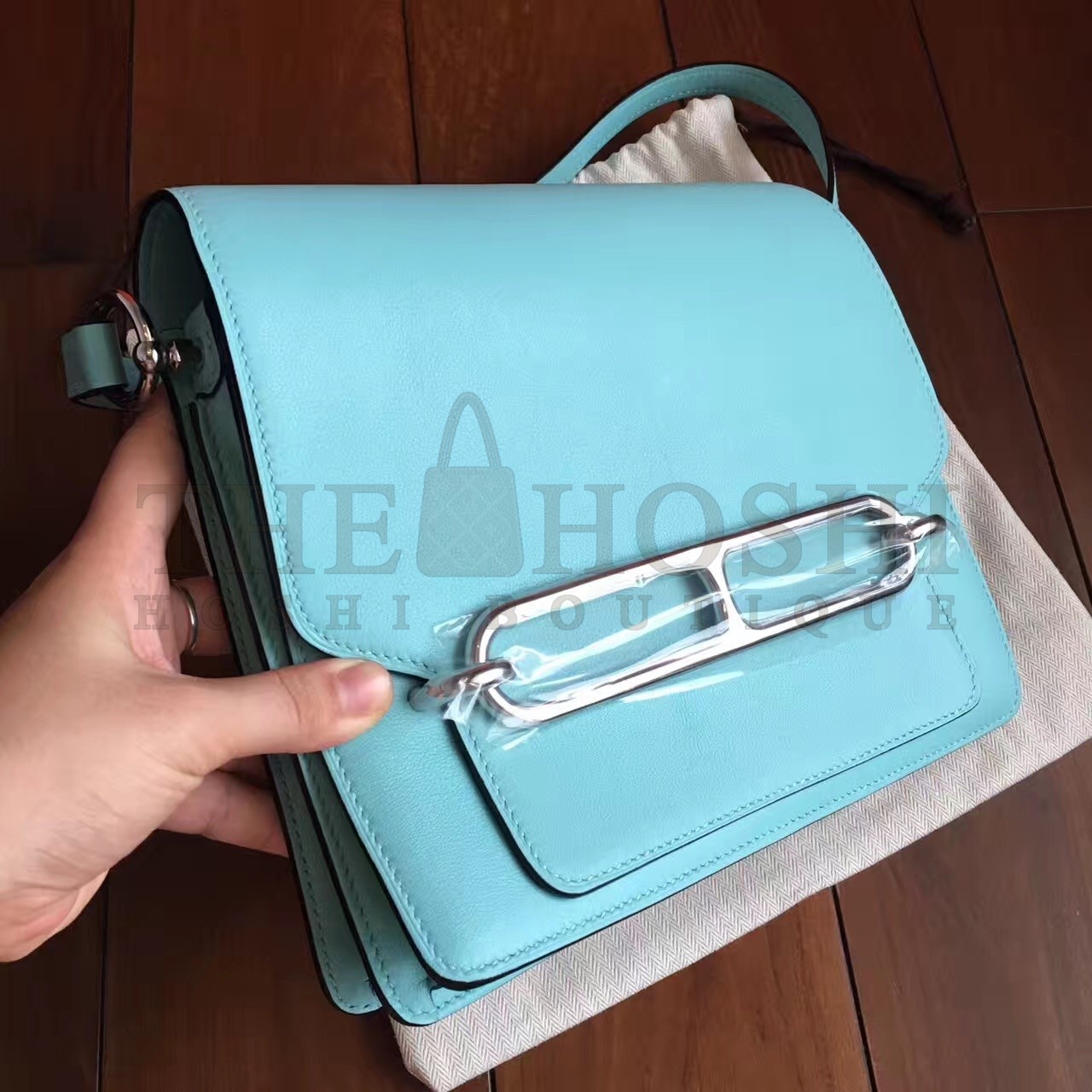 H**me5 Mini Sac Roulis Bag In Blue Atoll Swift Leather Master Quality