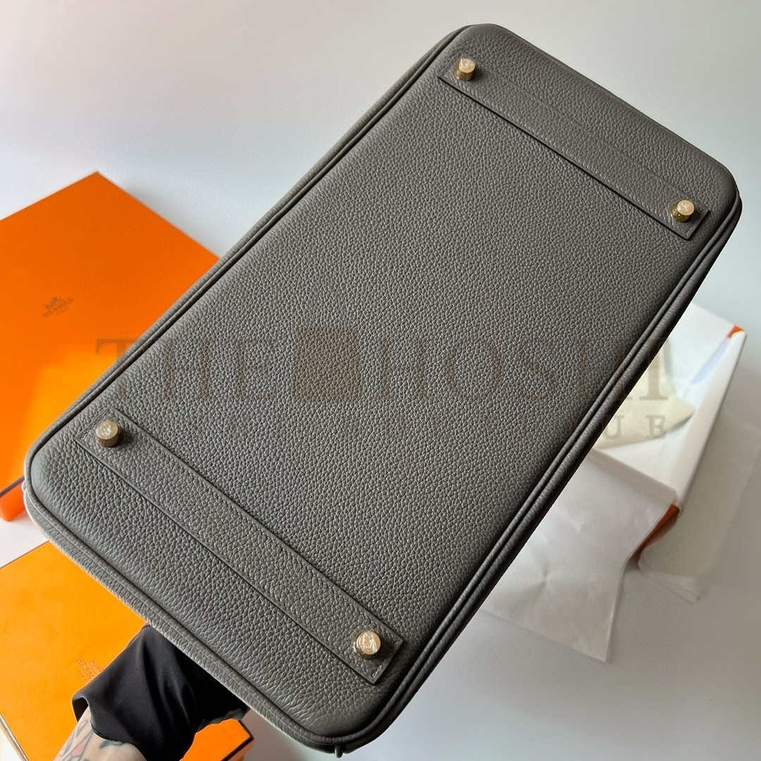 H**me5 Birkin 40 Retourne Handmade Bag In Etain Clemence Leather Master Quality