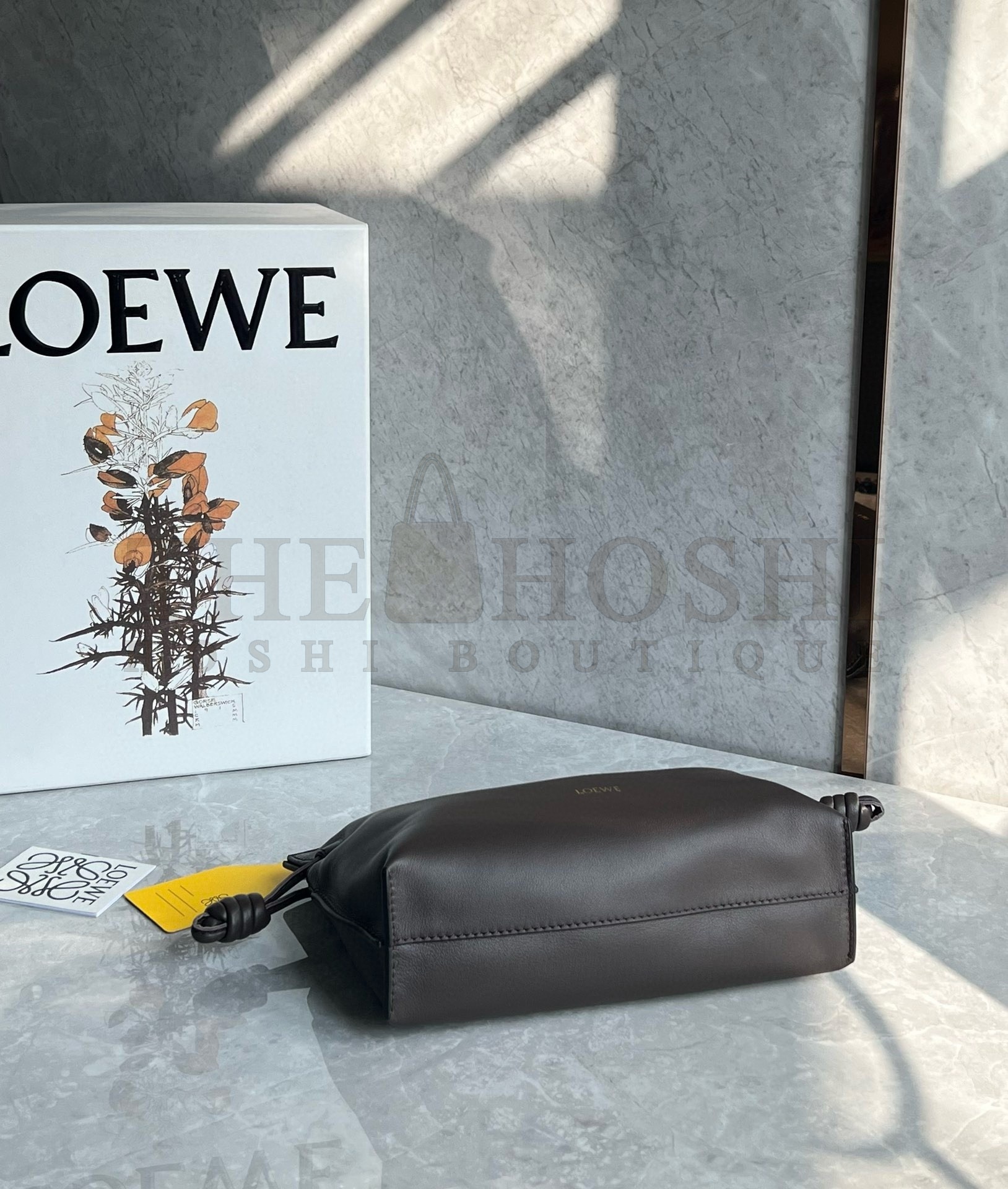 L0ew* Mini Flamenco Clutch Bag in Chocolate Nappa Calfskin Master Quality