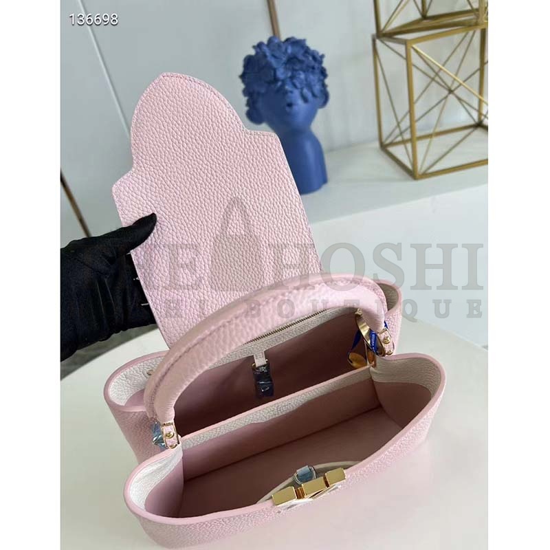 L0vis Vvtt0n LV Women Capucines MM Handbag Pink Taurillon Leather Canvas Master Quality