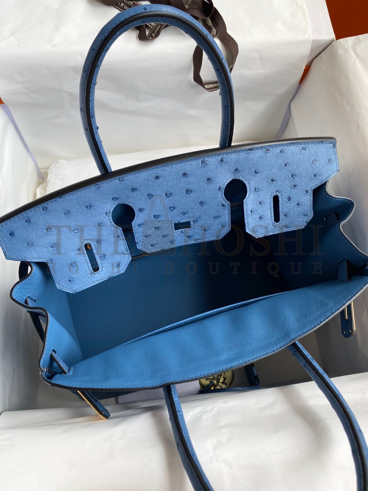 H**me5 Birkin 30 Retourne Handmade Bag In Mykonos Ostrich Leather Master Quality