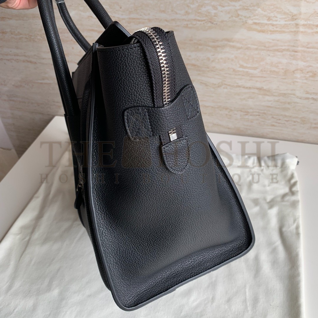 Ce1i*e Mini Luggage Tote Bag In Black Drummed Calfskin Master Quality