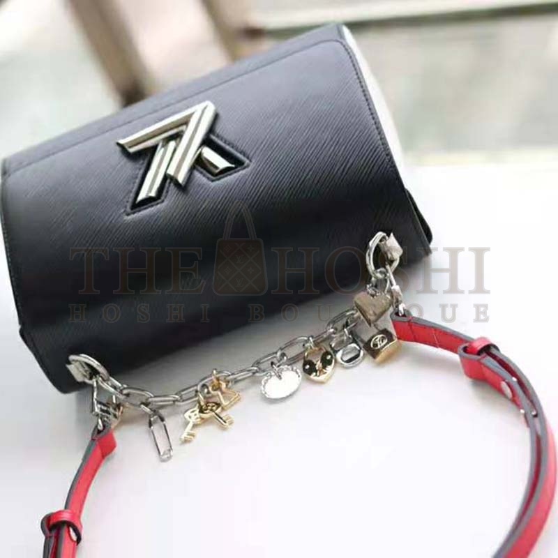 L0vis Vvtt0n LV Women Twist MM LV Love Lock Charms Handbag in Epi Cowhide Leather-Black Master Quality