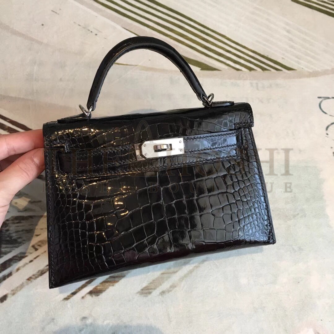 H**me5 Black Alligator Kelly Mini II Handmade Bag Master Quality