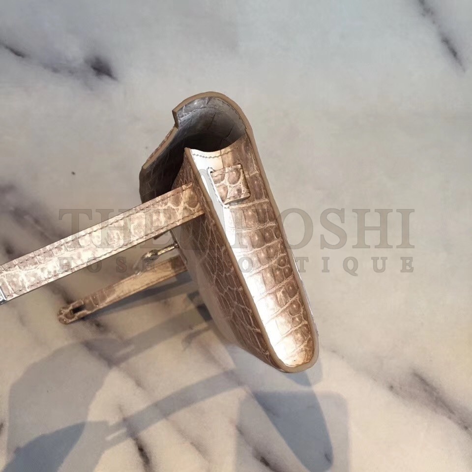 H**me5 D1am0nd Kelly Cut Clutch In Himalaya Niloticus Crocodile Skin Master Quality
