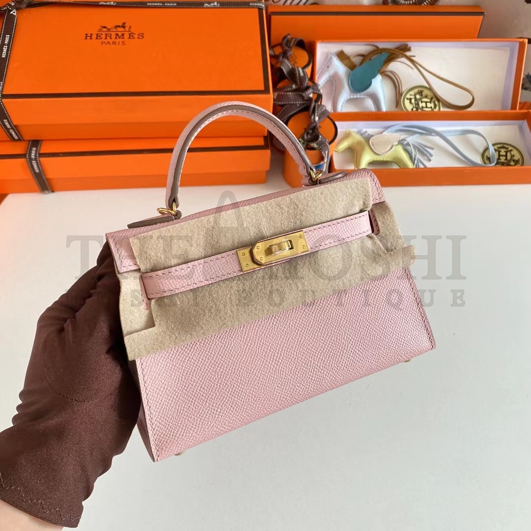 H**me5 Women Mini Kelly 20 Bag Epsom Leather Gold Hardware-Pink Master Quality