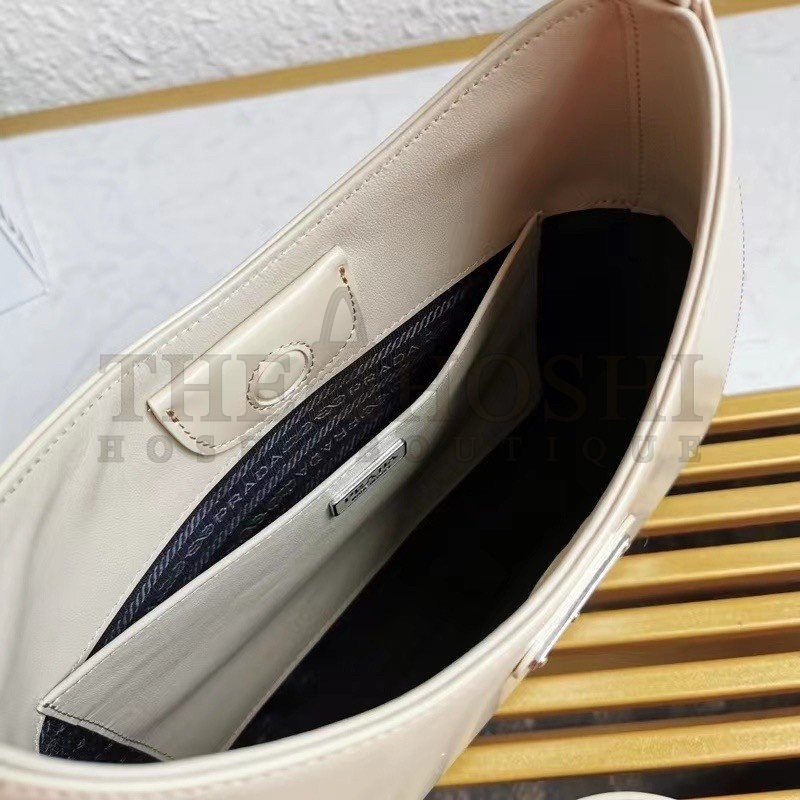 Pra*a Cleo Shoulder Large Bag In Beige Brushed Leather Master Quality