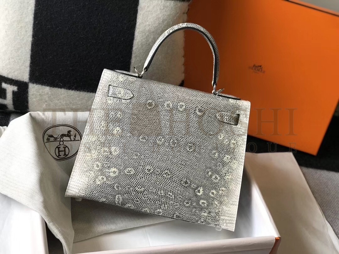 H**me5 Kelly 28cm Bag In Ombre Embossed Natural Lizard Master Quality