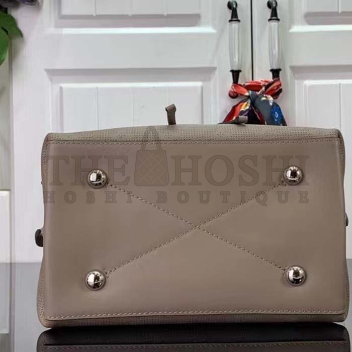 L0vis Vvtt0n LV Women Muria Bucket Bag Gray Mahina Perforated Calfskin Leather Master Quality